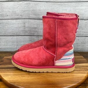 UGG Classic Short Serape Pink Multicolor Stripes Limited Edition Boot Women’s 10